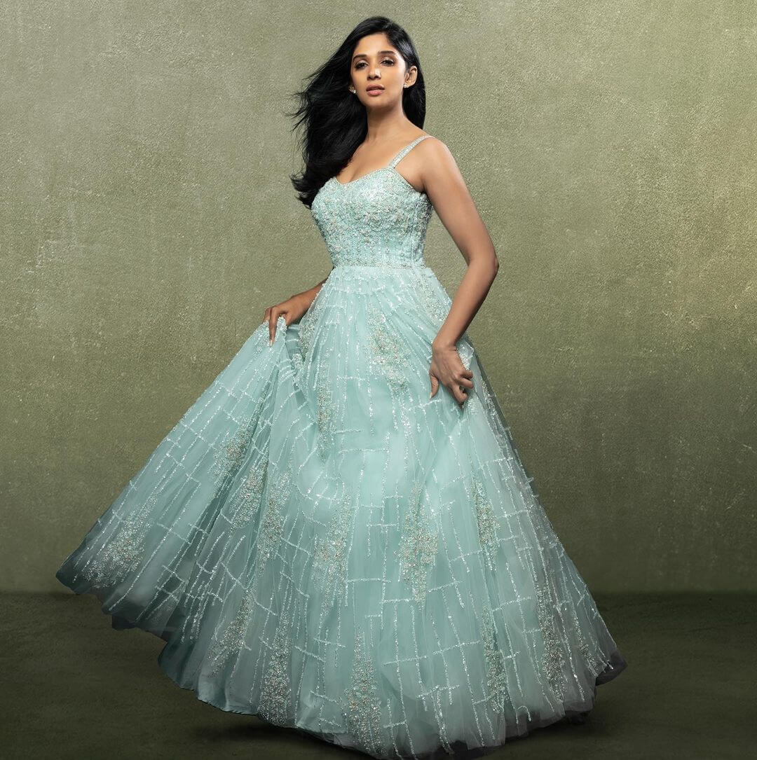 Nyla Usha Dolled Up In Ice Blue Gown