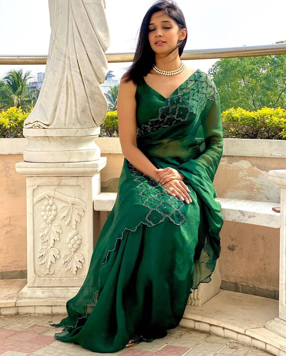 Nyla Usha In Lable'M  Exquisite Green Saree