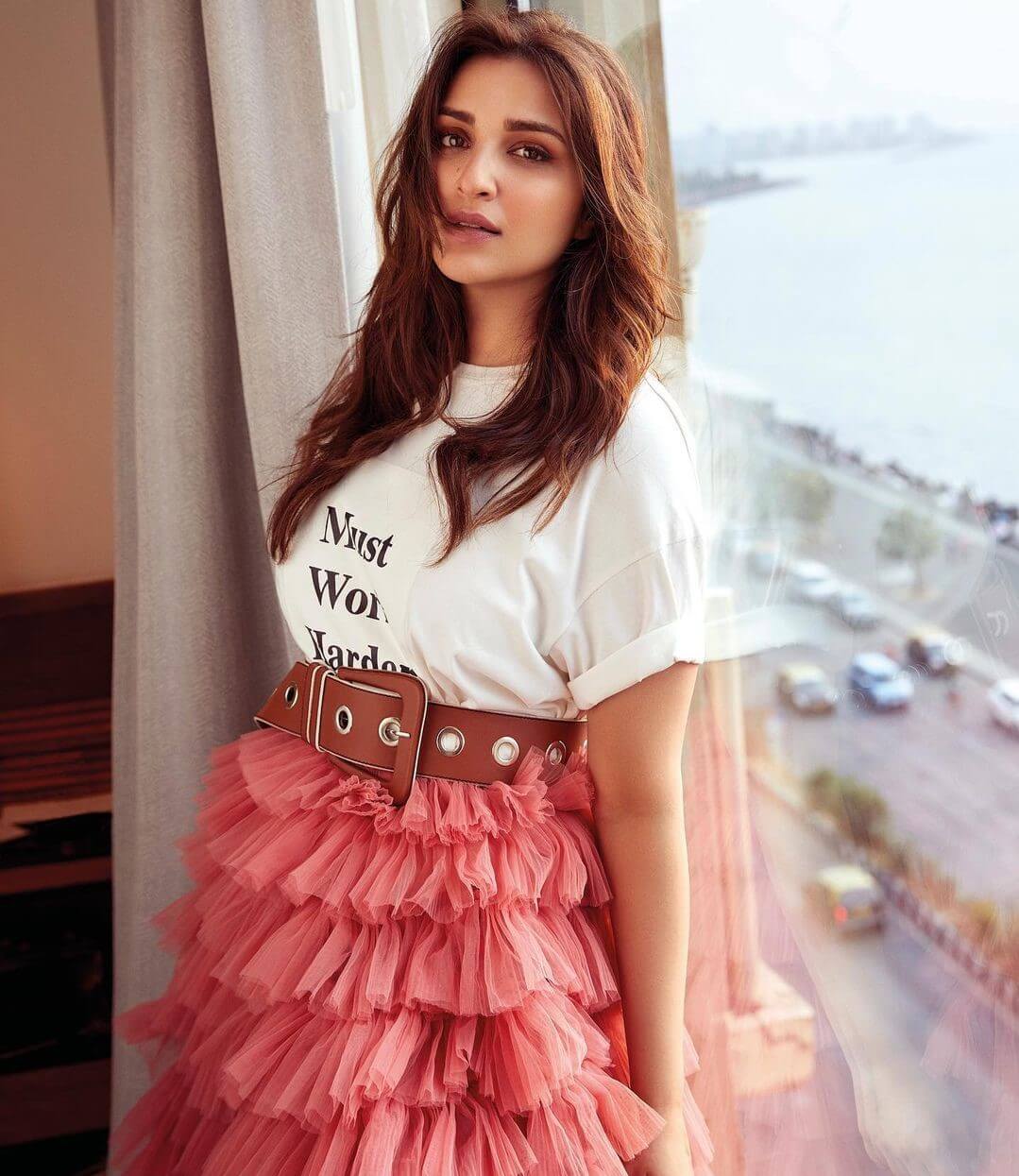 Parineeti Chopra Dazzles in a T-Shirt and Tulle Skirt Combination