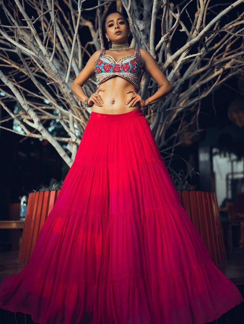 Red and Rani Pink Flair: Datta's Ethnic Lookbook