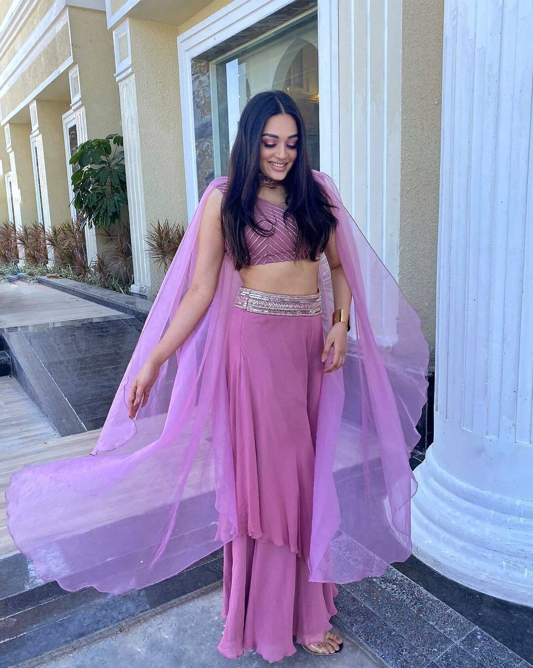 Samiksha Jaiswal Peppy Look In Light Purple Festive Indo-Western Look