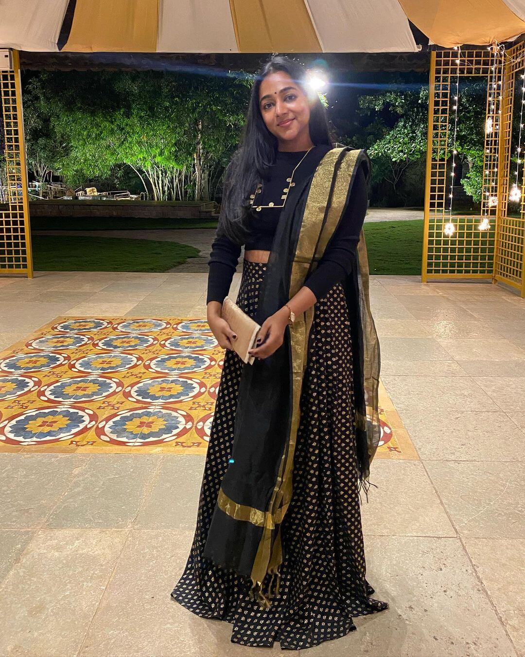 Santhy Balachandran In All Black Traditional Attire