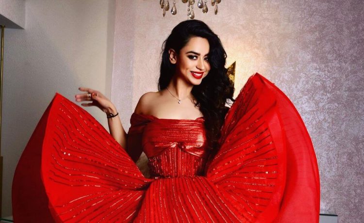 Soundarya Sharma Princess Look In Red Hot Fit & Fare Dress