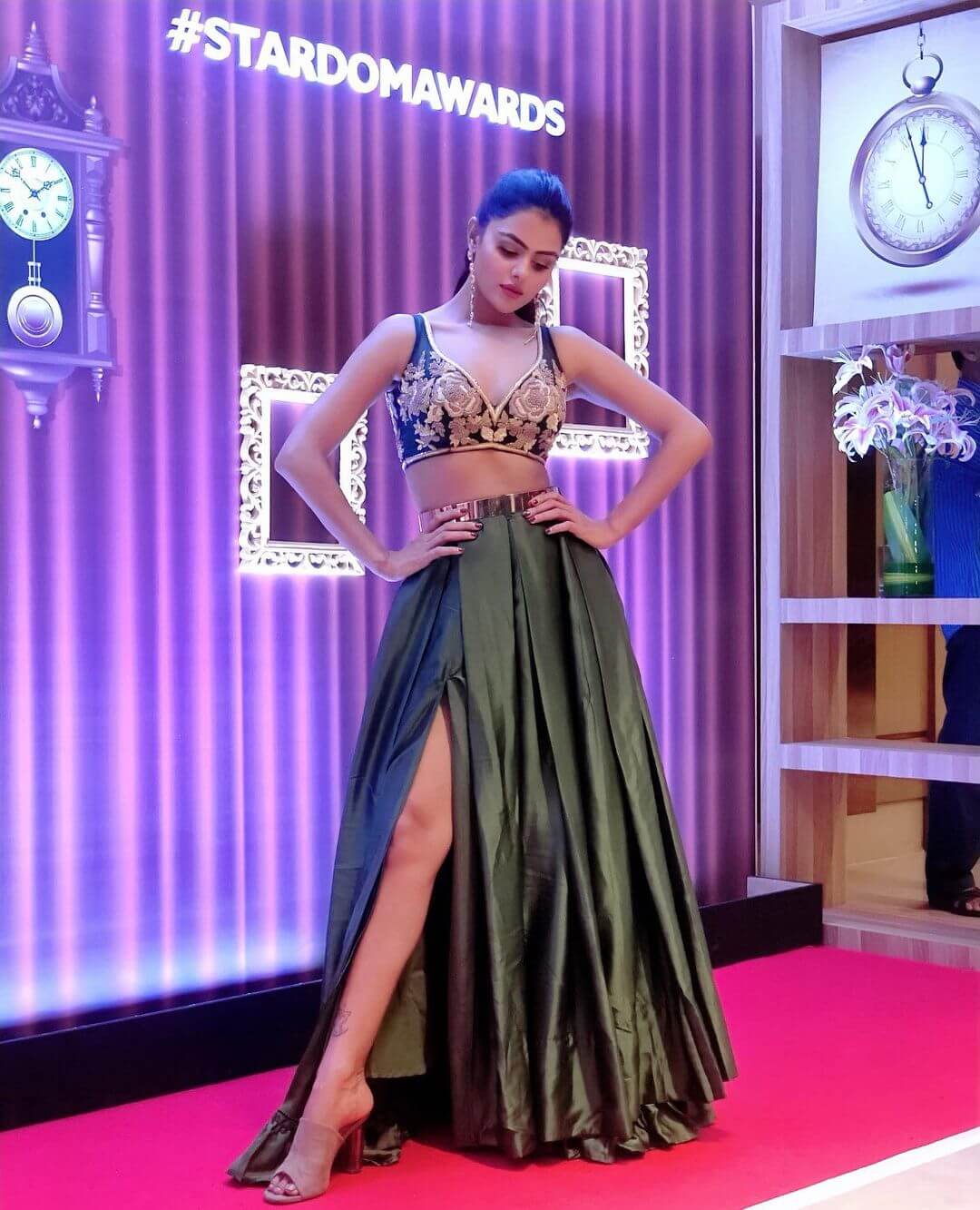 Udaariyaan Fame Priyanka Choudhary  In Glamorous Olive Green Slit Cut Sexy Outfit
