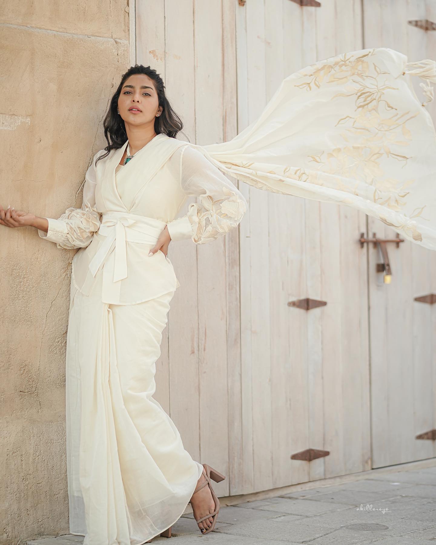 Aishwarya Lekshmi In Off White Sheer Saree With Jacket Look Chic & Classy Ethnical Saree & Western Dress Looks