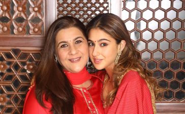 Amrita Singh and Sara Ali Khan Twinning in Red
