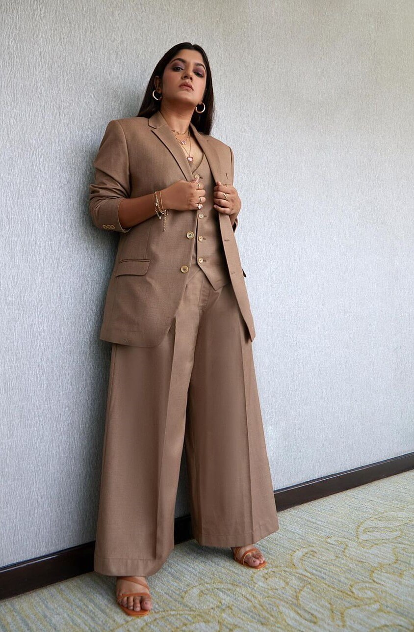 Boss Lady Aparna Balamurali In Beige Monotone Chic Suit