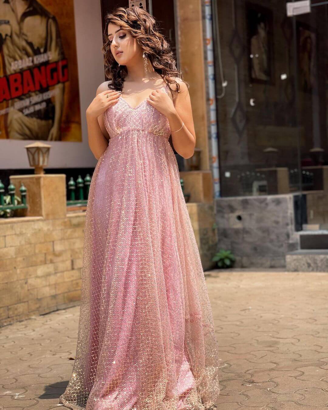 Daily Soap Fame Riya Sharma  Princess Look In Beautiful Pastel Pink Gown