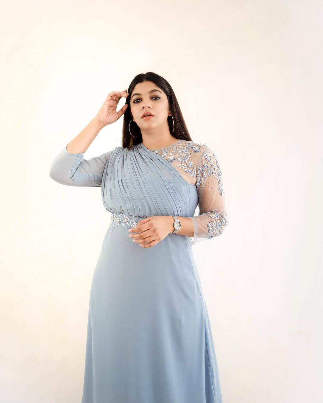 Gorgeous Aparna Balamurali  In Powder Blue Embellished Gown
