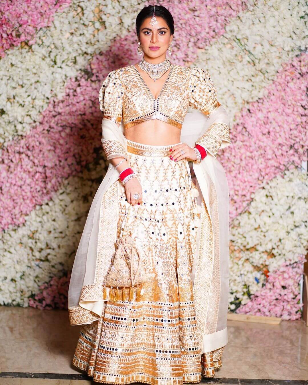 Gorgeous Shraddha Arya In Off White Graceful Lehenga Look