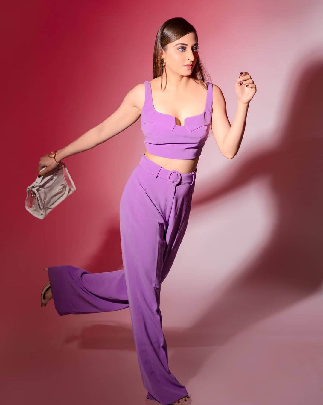 Nazar Fame Niyati Fatnani  In Purple Co-Ord Set