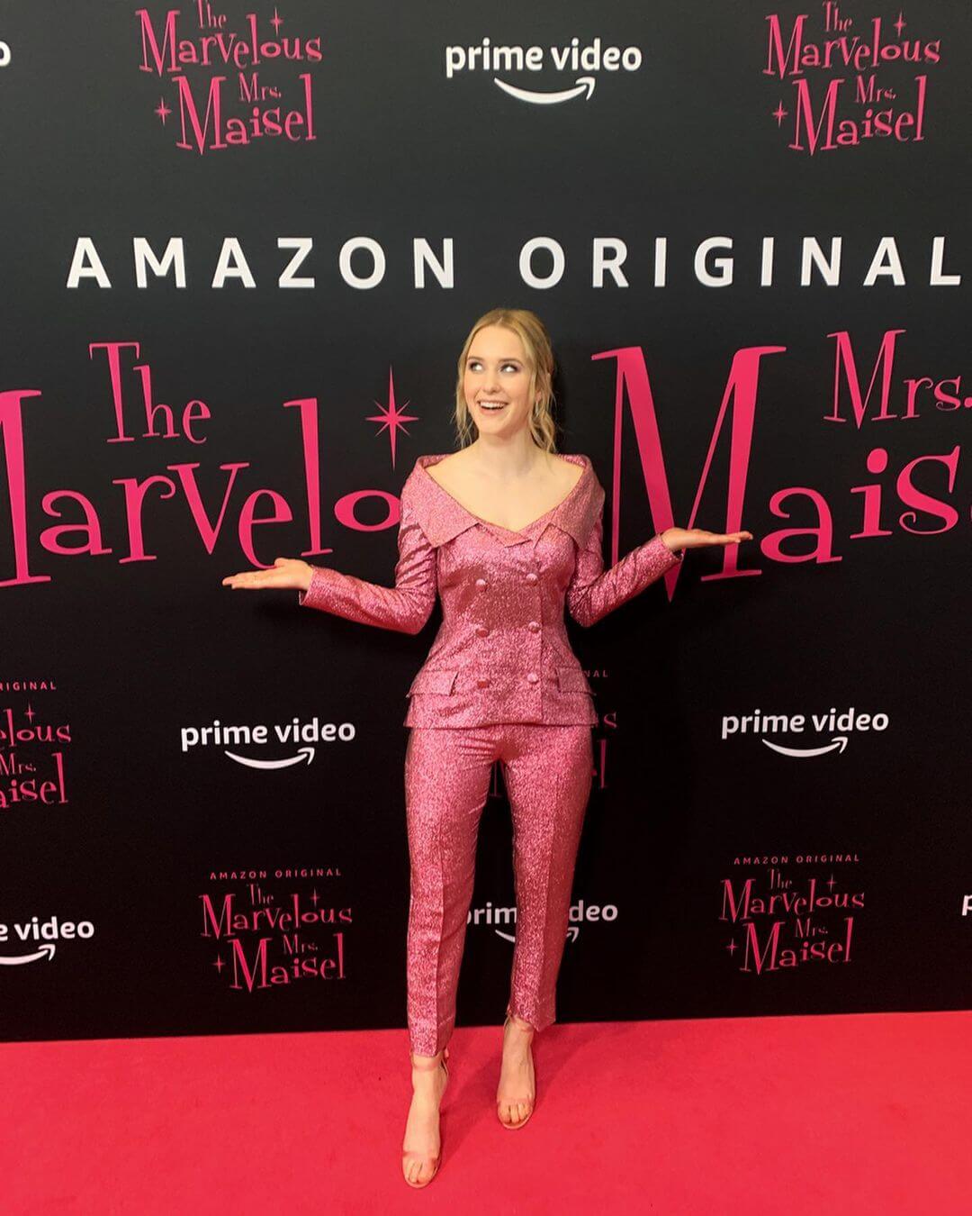 Rachel Brosnahan Look Extremely Beautiful In Pink Glossy Co-Ord Set