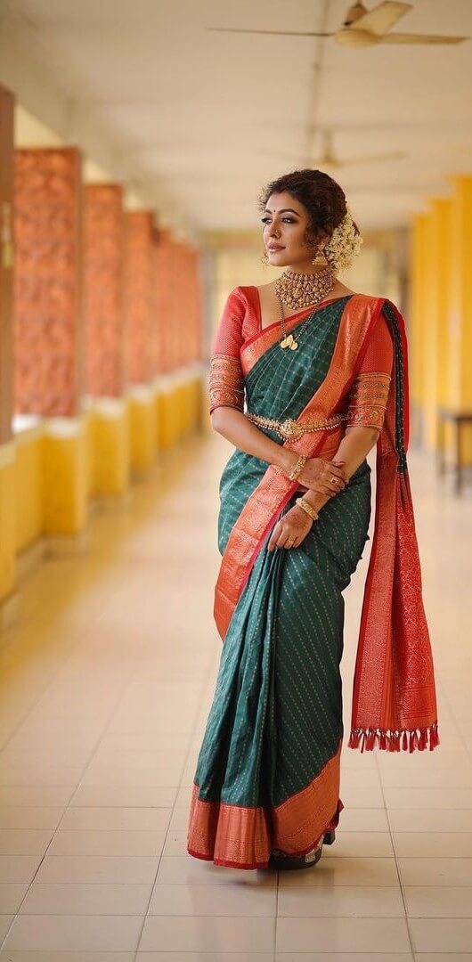 South Actress Durga Krishna In Traditional  South Indian Kanjeevaram Silk Saree
