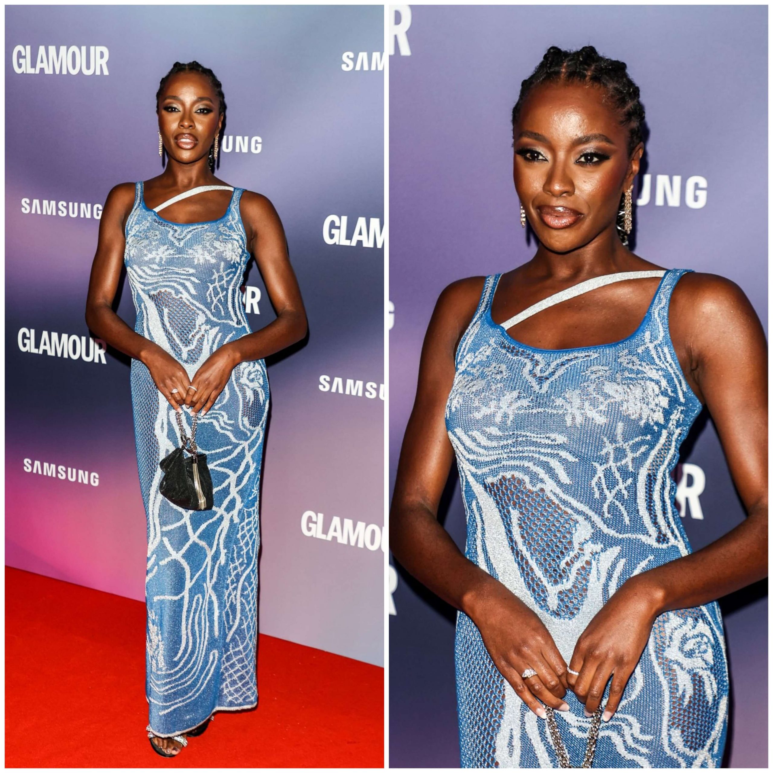 AJ Odudu – Blue Printed Long Dress -  Glamour Women of the Year Awards 2022 in London