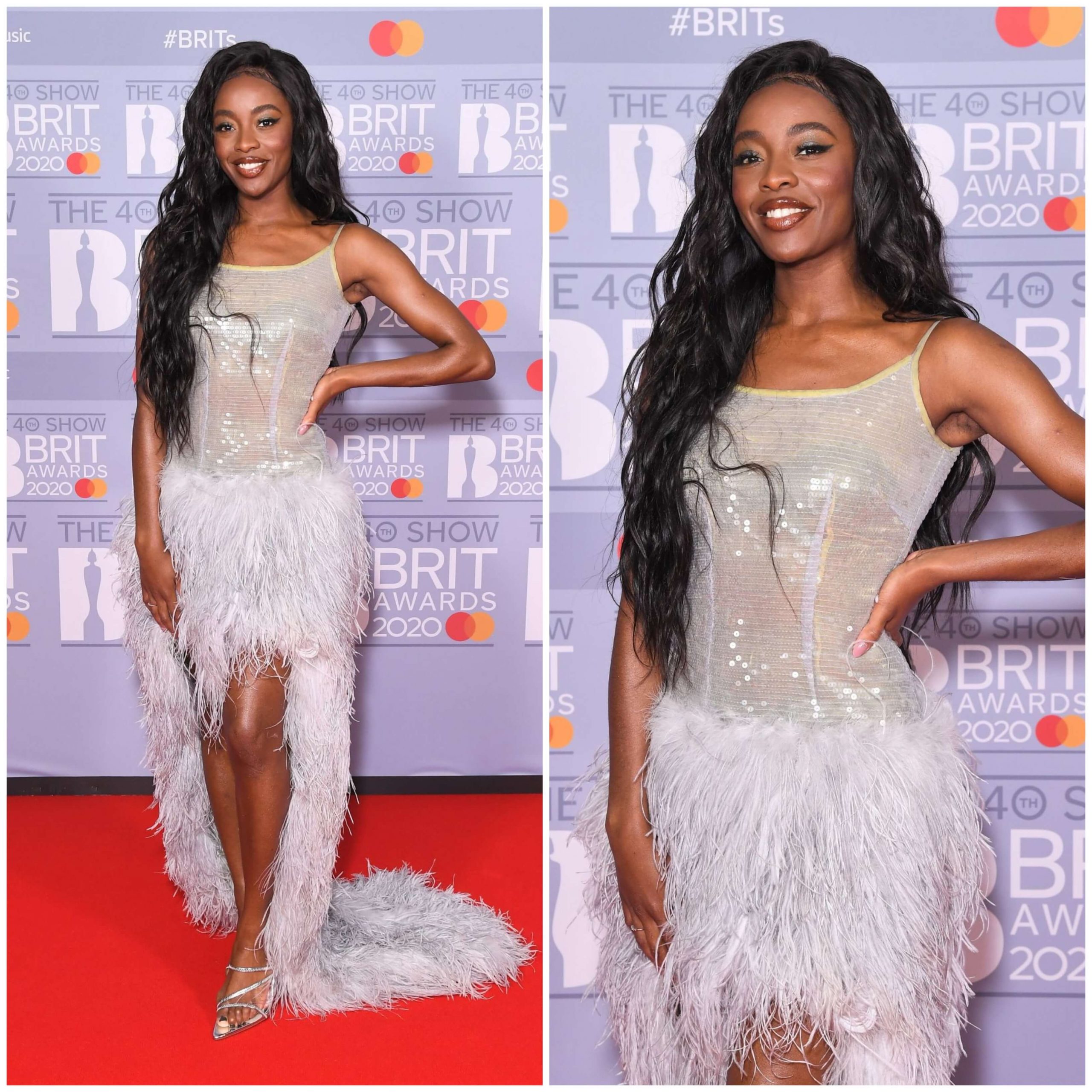 AJ Odudu –  In A Sleeveless Fur Gown - BRIT Awards 2020