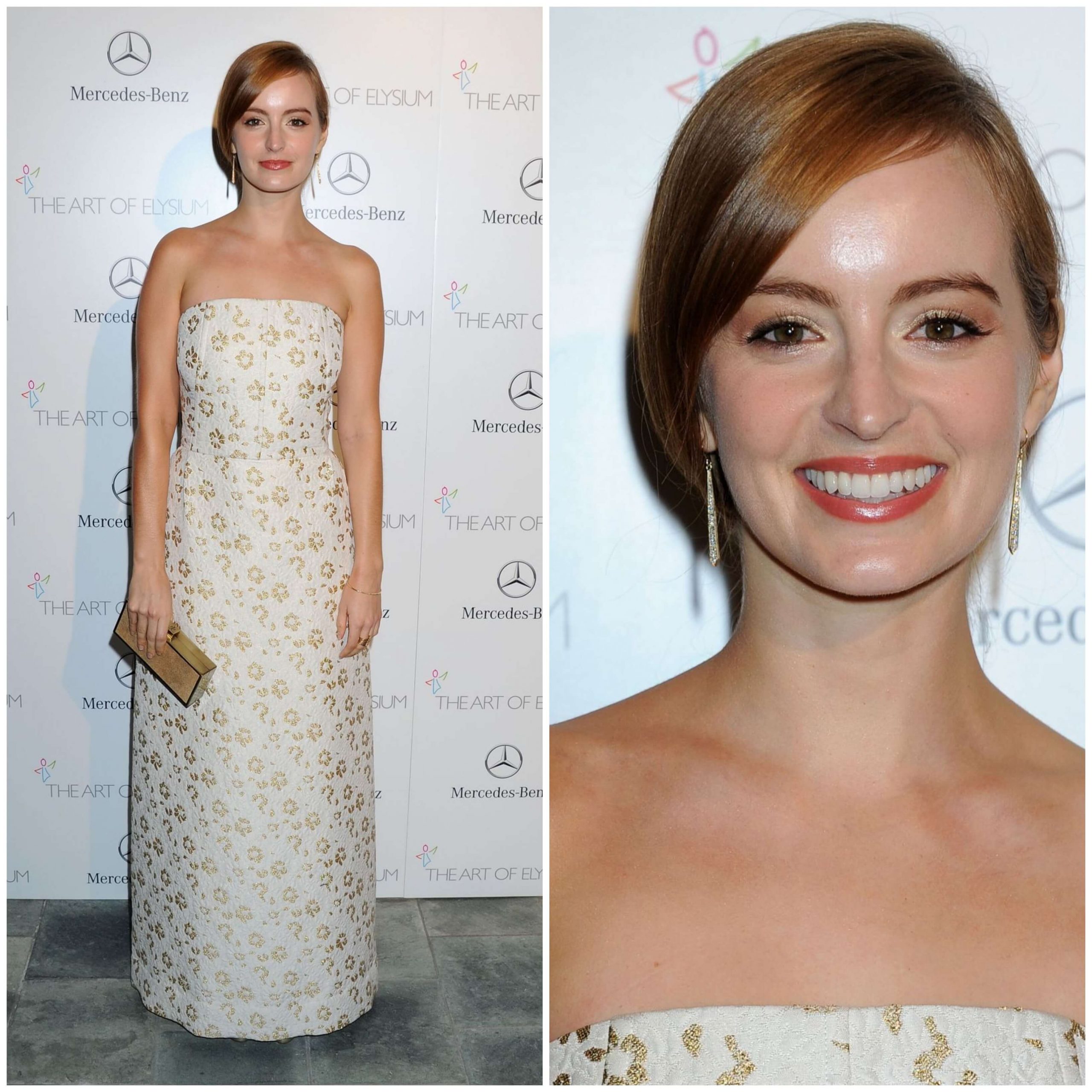 Ahna O’Reilly – In Golden Print White Off-Shoulder Gown -  The Art of Elysium HEAVEN Gala