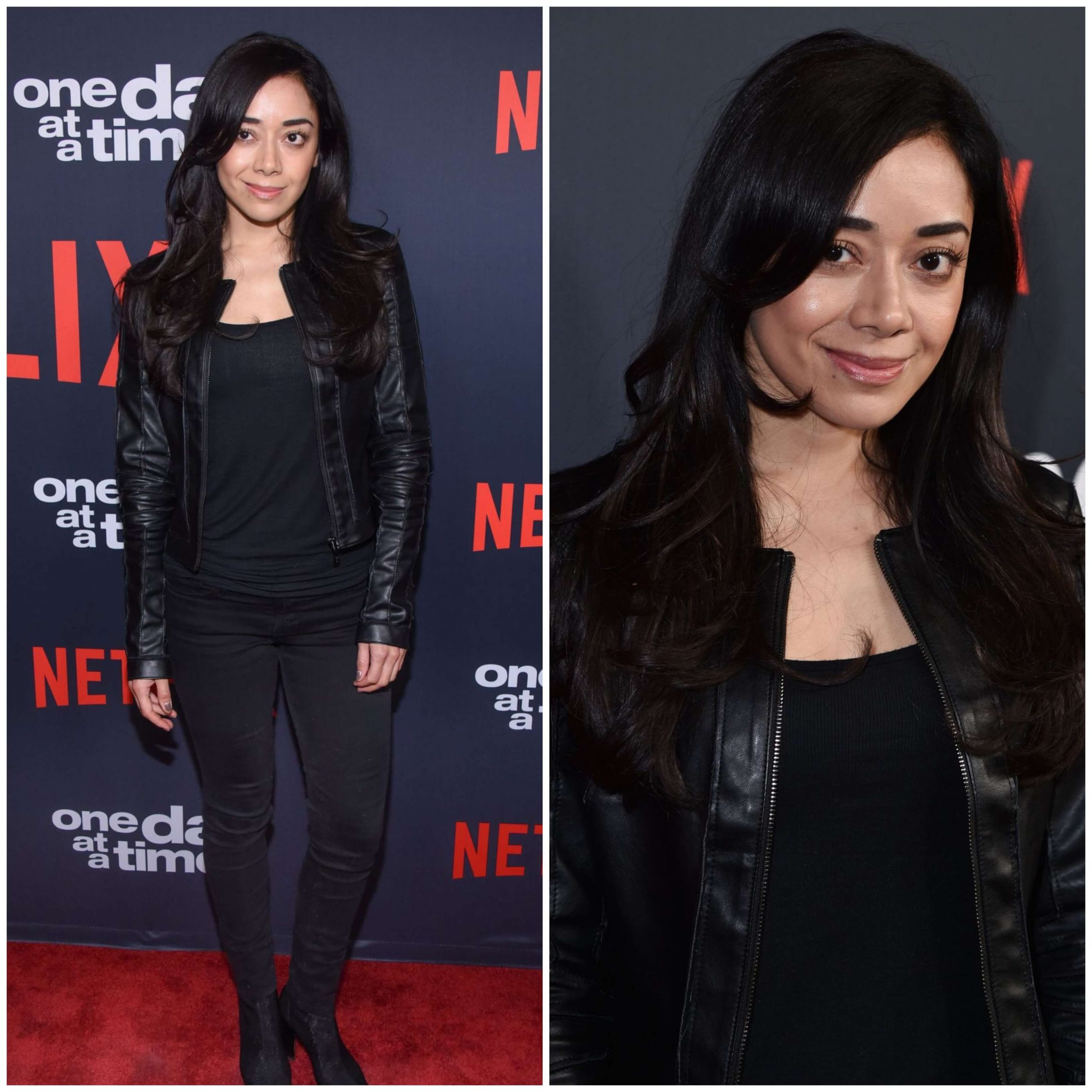 Aimee Garcia –  In A Black Leather Jacket - “One Day at a Time” TV Show Season 2 Premiere in Los Angeles