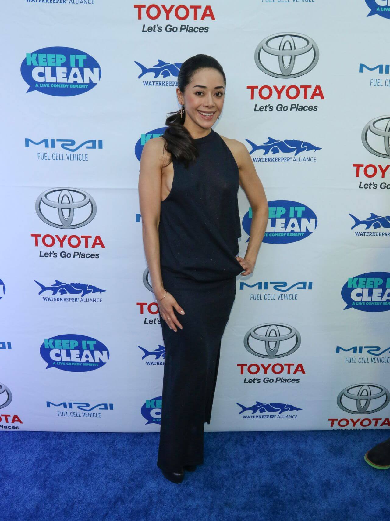 Aimee Garcia –Blue Halter Neck Long Dress -  Keep It Clean Event in LA