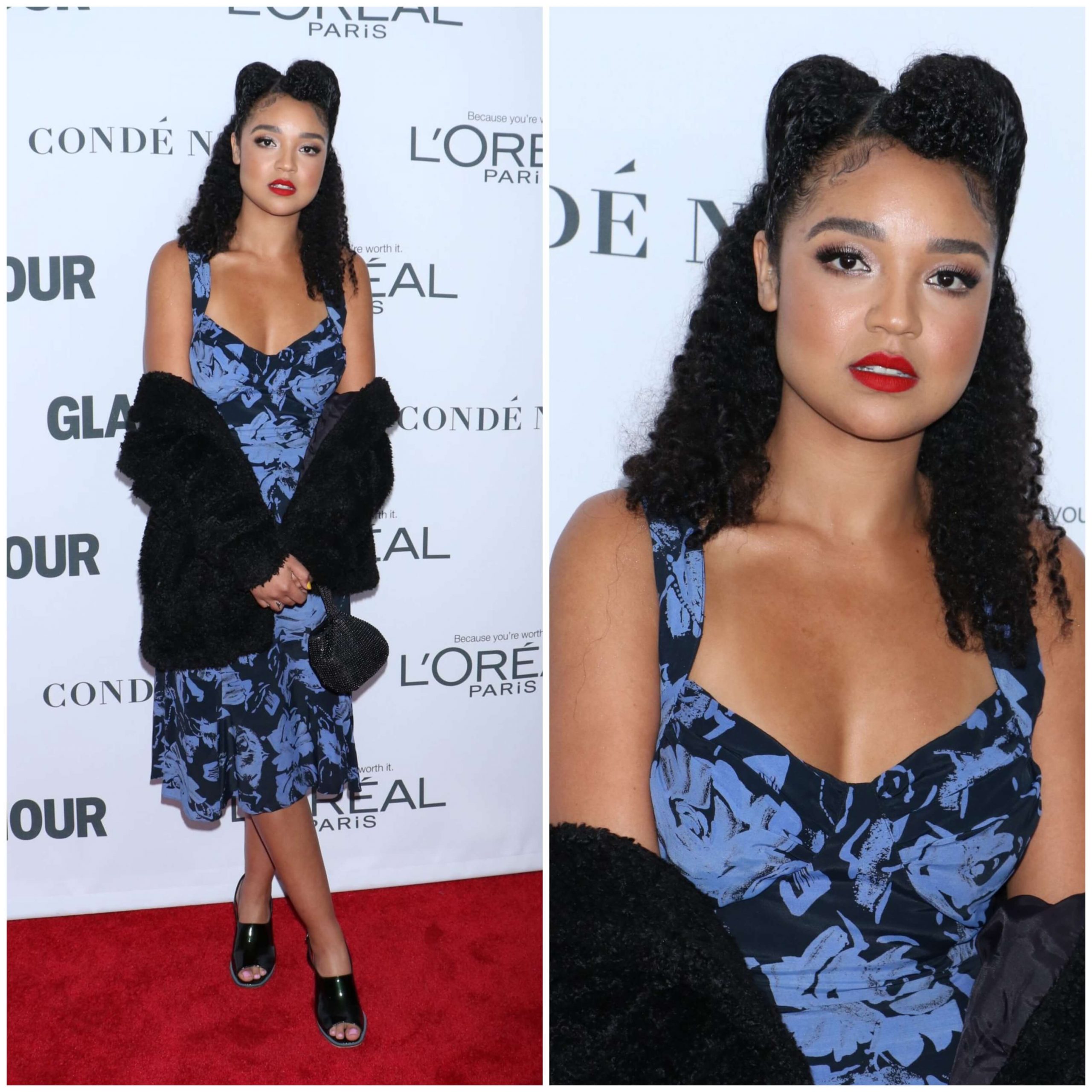 Aisha Dee –  In Deep Neckline  Short Gown With Black Jacket - Glamour Women of the Year 2017 in New York City