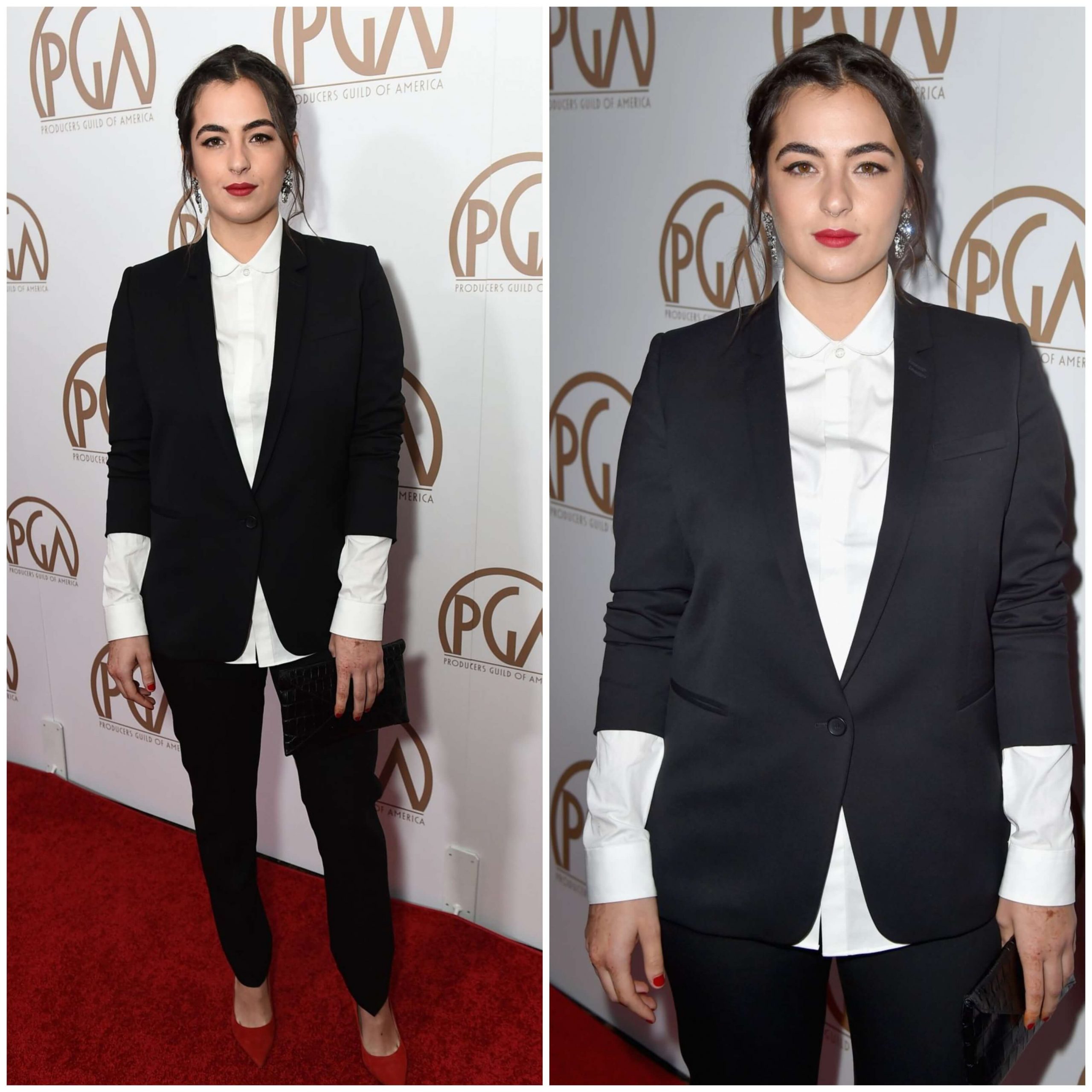 Alanna Masterson – In White Collar Shirt With Blazer Outfits -  2015 Producers Guild Awards in Los Angeles