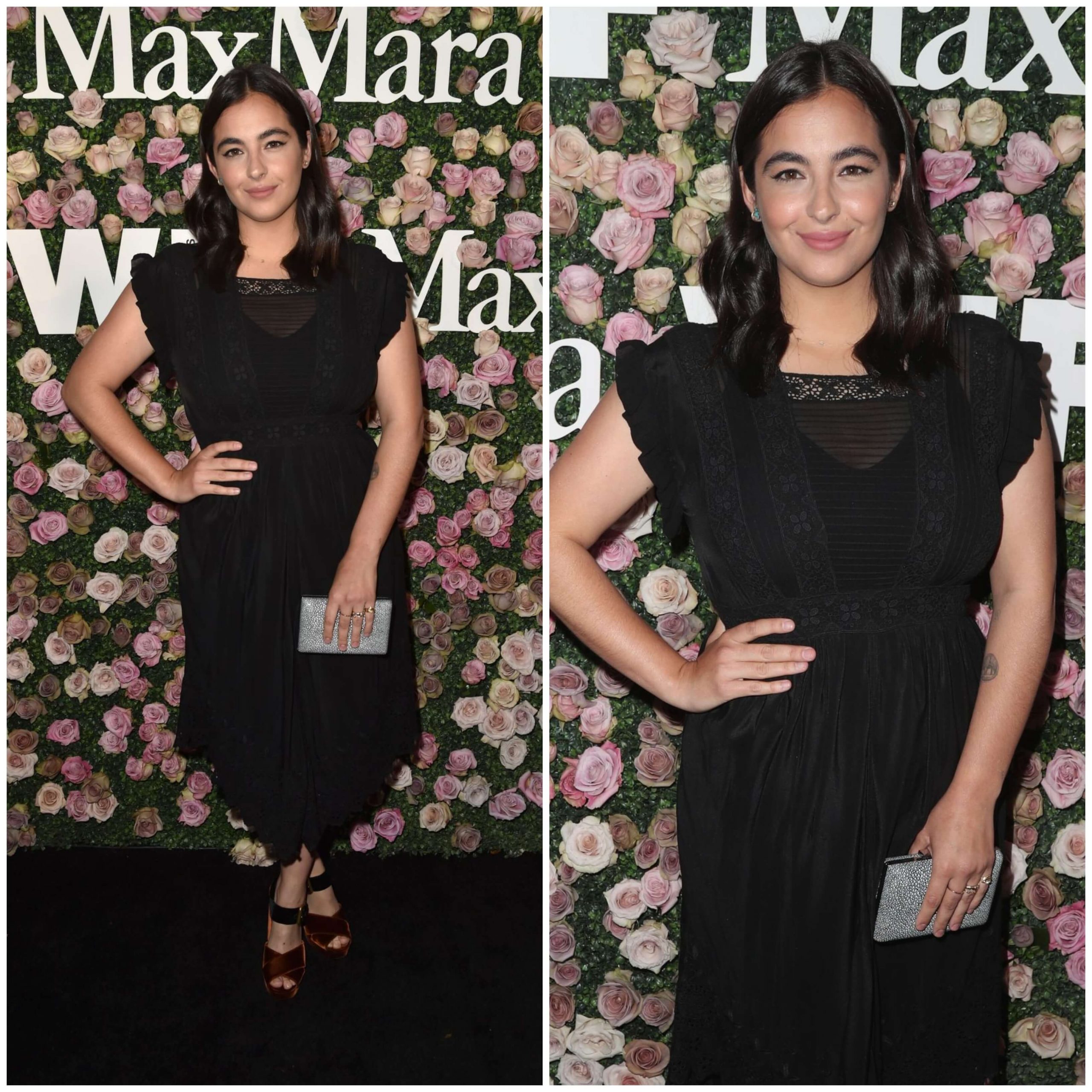 Alanna Masterson –Black Ruffle Gown Outfits -  Women In Film Max Mara Face of the Future Awards in LA