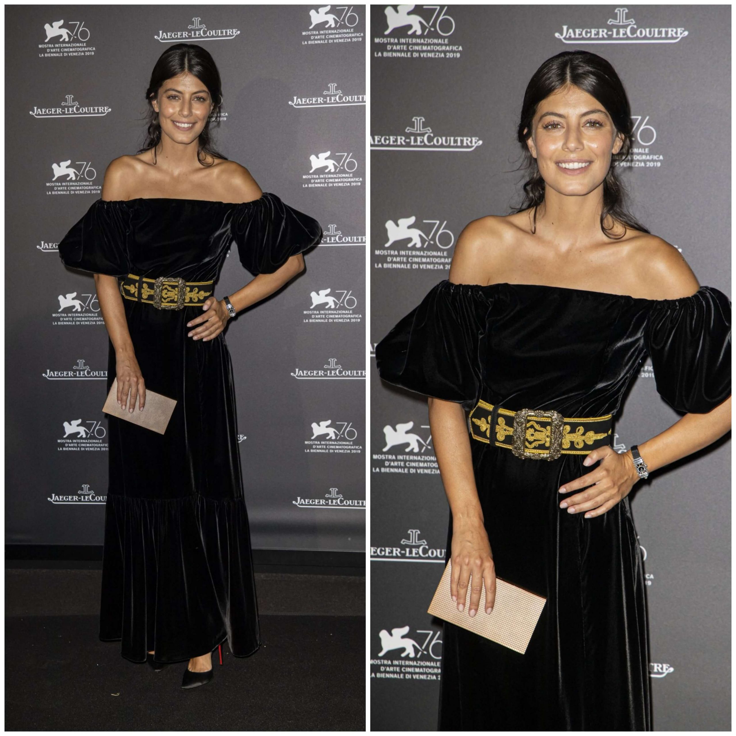 Alessandra Mastronardi – In Black Velvet Off Shoulder Long Gown -  Jaeger-Le Coultre Gala Nigth at the Granai Cipriani in Venice