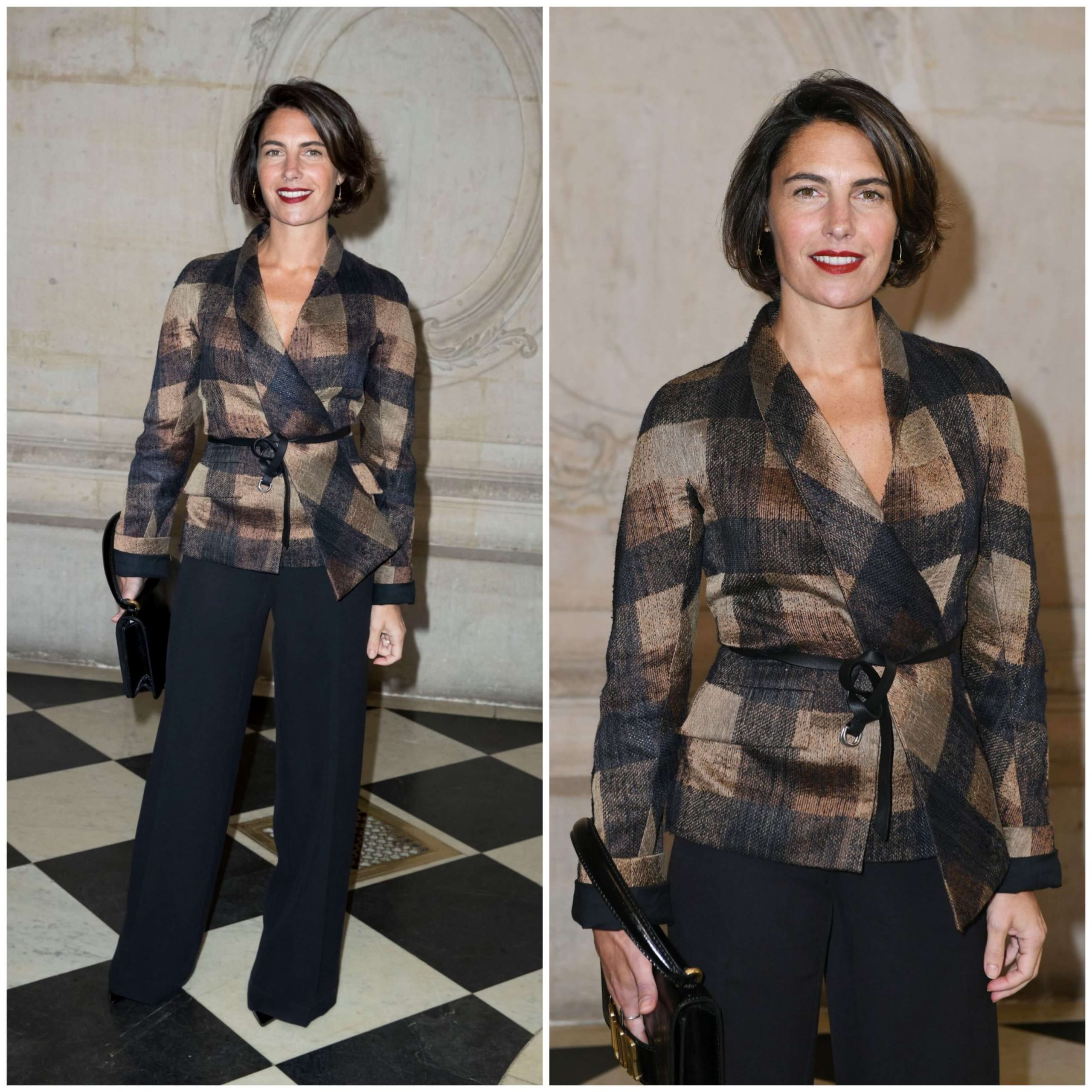 Alessandra Sublet – In Checked Shirt With Pant Christian Dior Paris Fashion Week