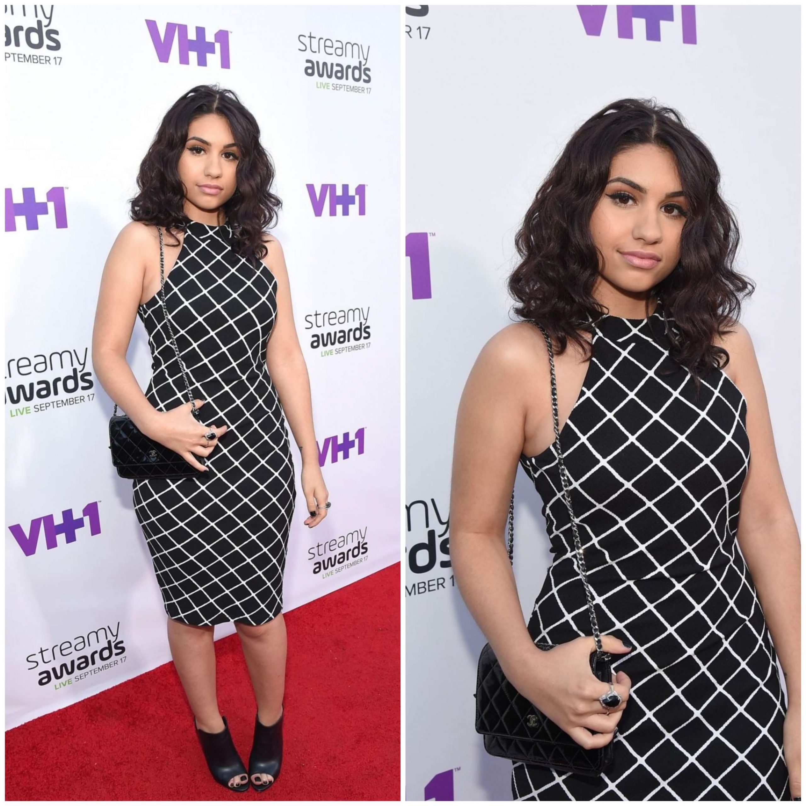 Alessia Cara –In Black & White Checked Halter Neck outfit - 2015 Streamy Awards in Los Angeles