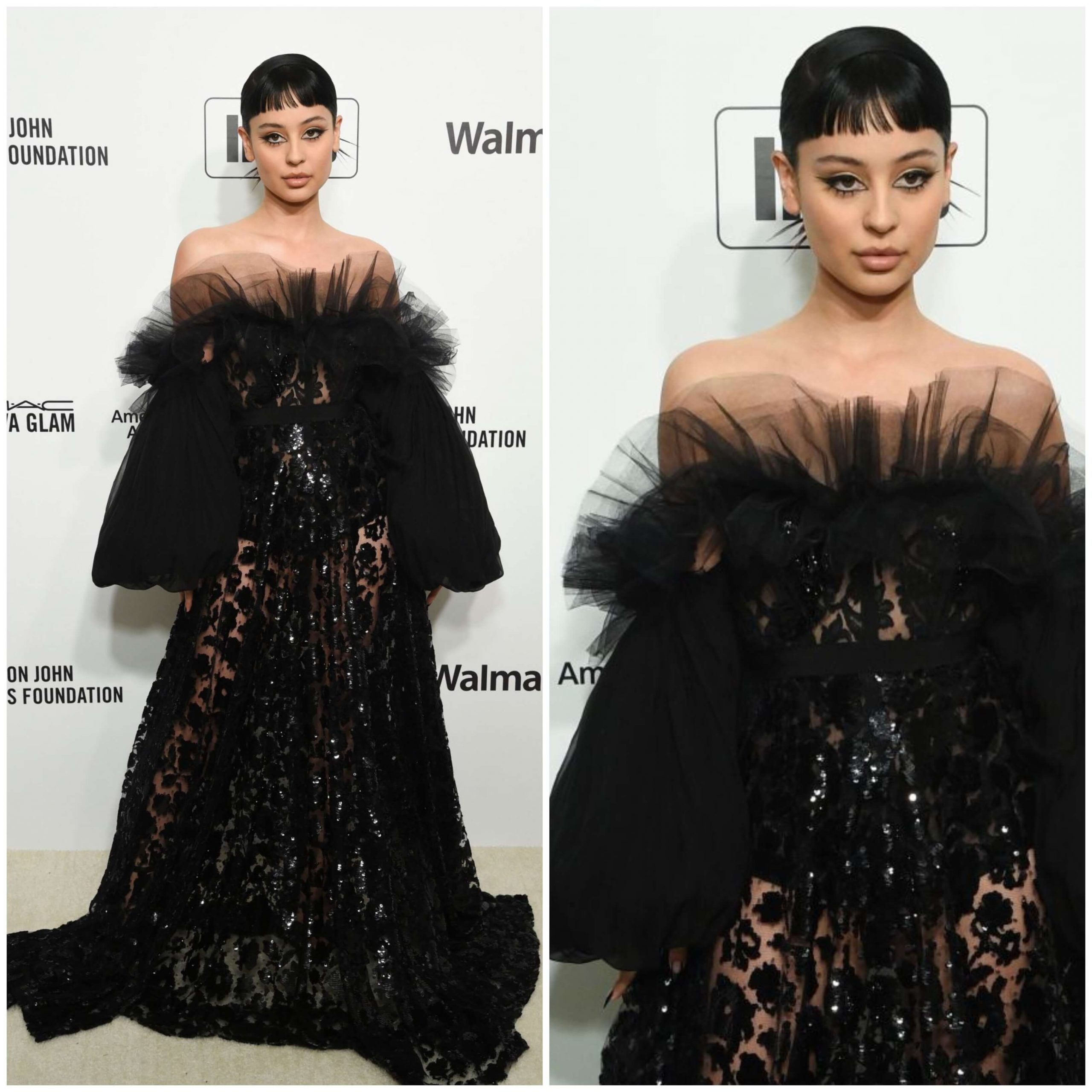 Alexa Demie –In Black Net Gown Outfit -  Elton John AIDS Foundation Oscar 2020 Viewing Party