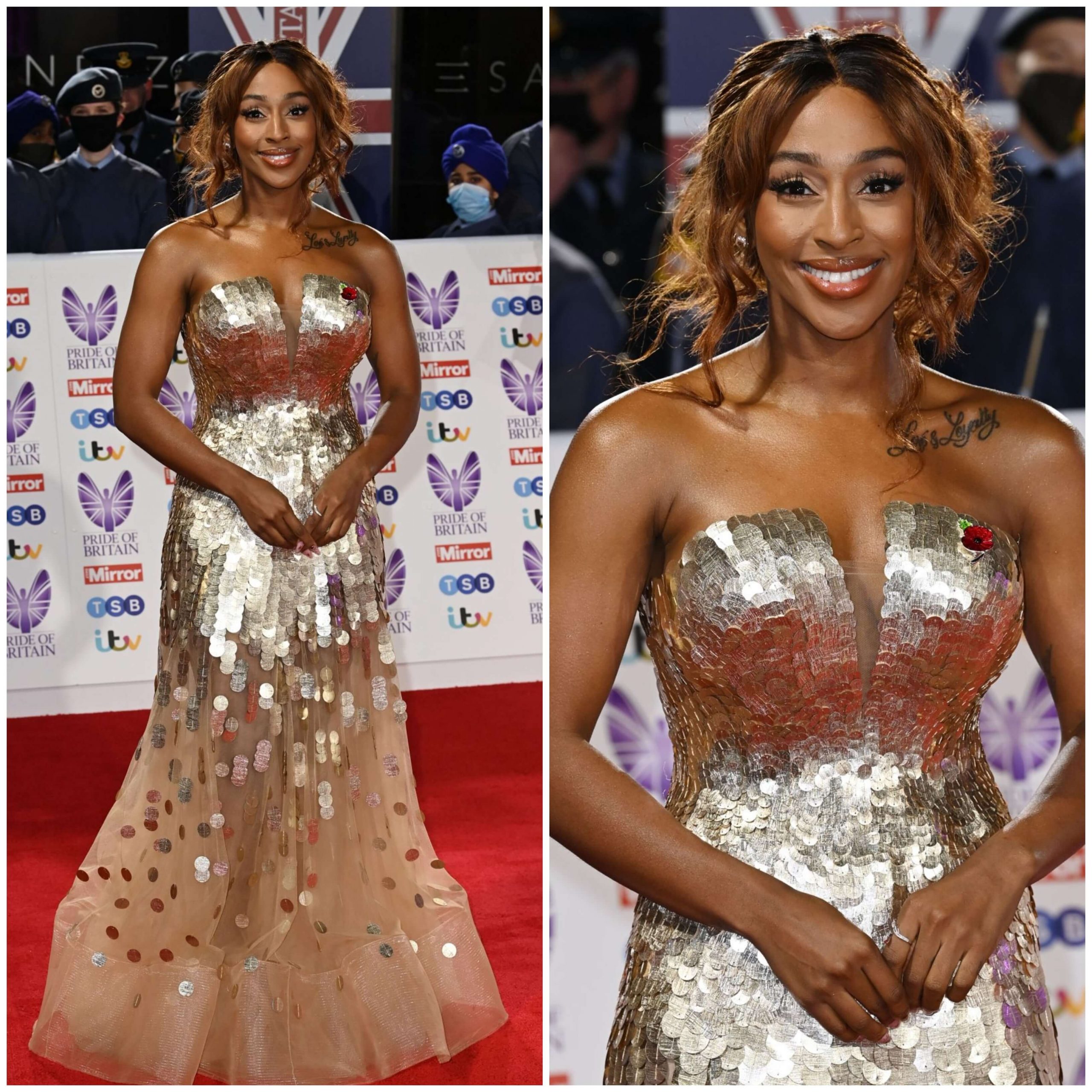 Alexandra Burke –In Sequence Off Shoulder Gown - Pride Of Britain Awards 2021 in London