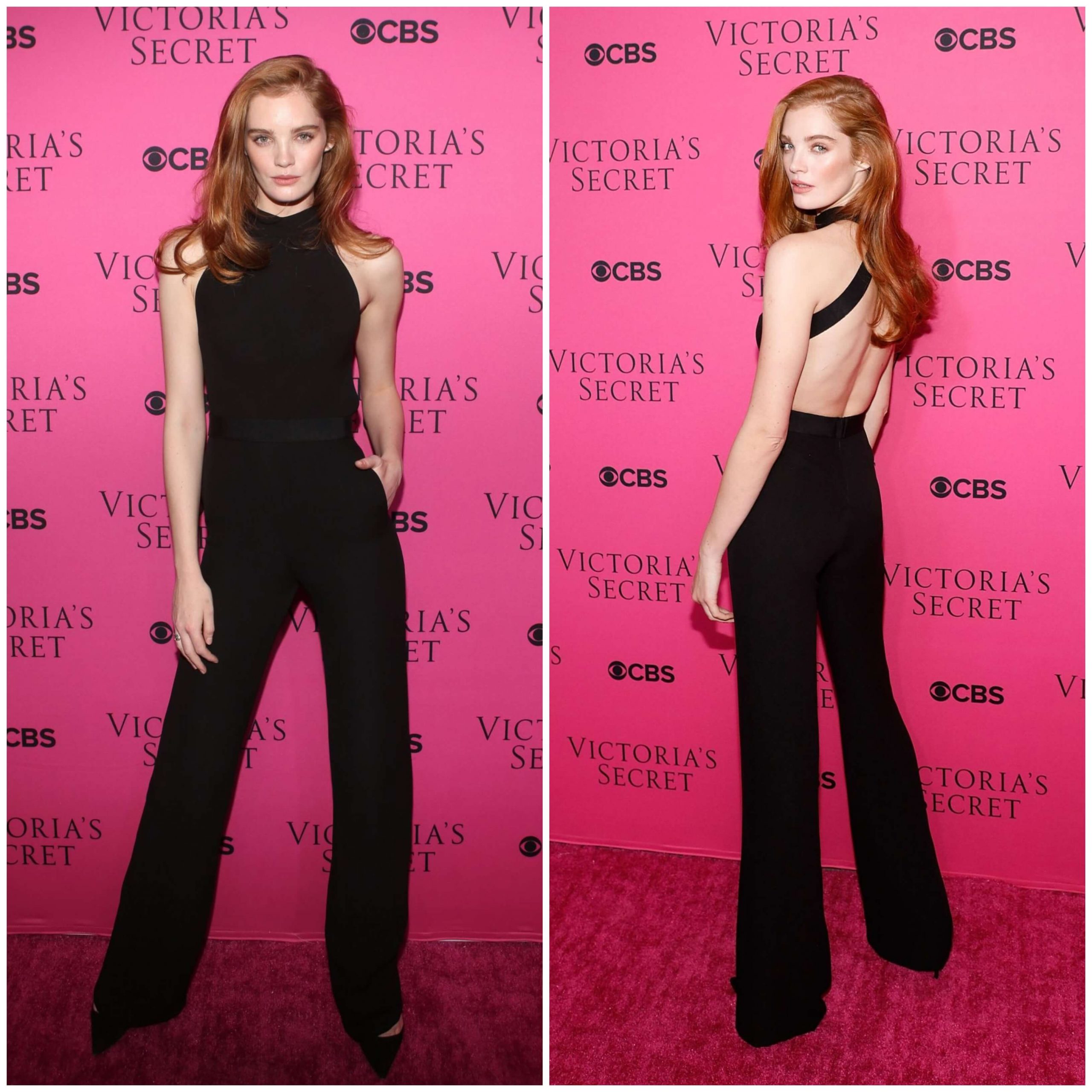 Alexina Graham – In Black Halter Neck Crop Top With Pants -  VS Angels Viewing Party in New York