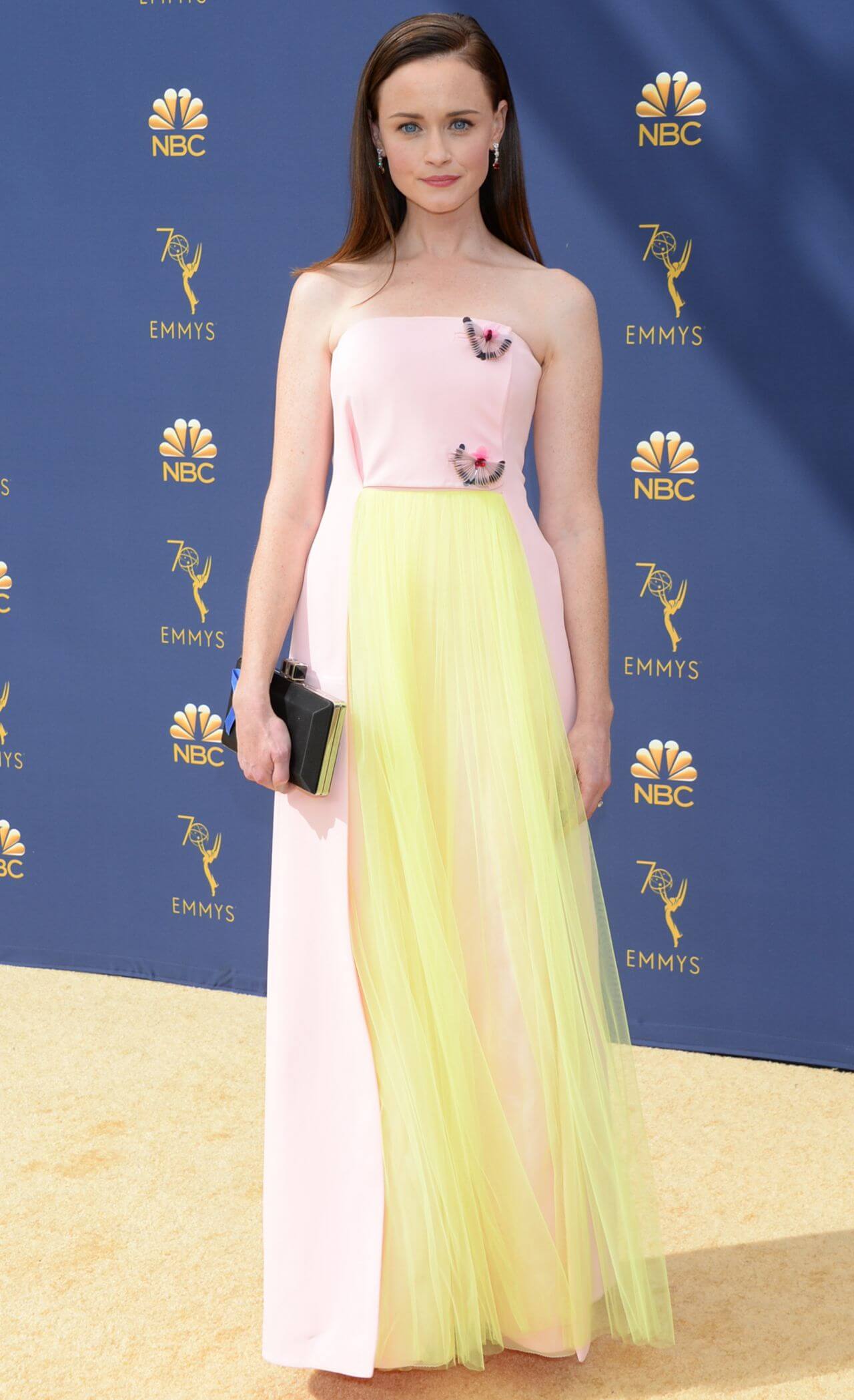 Alexis Bledel –  In  Yellow Half Net Off Shoulder Gown - 2018 Emmy Awards
