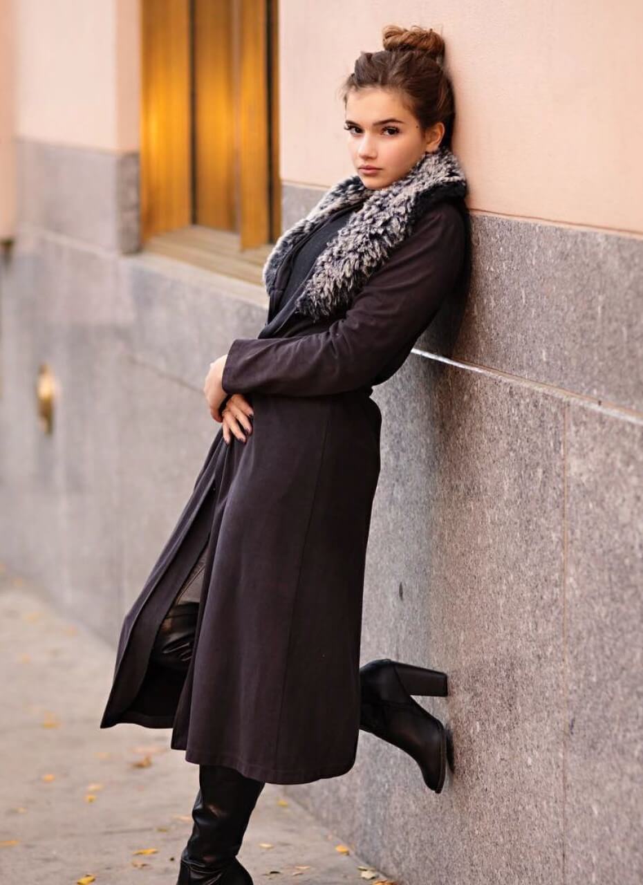 Alexis Jayde Burnett - In Black Long Overcoat & Black Heels Boot- Photoshoot - 11