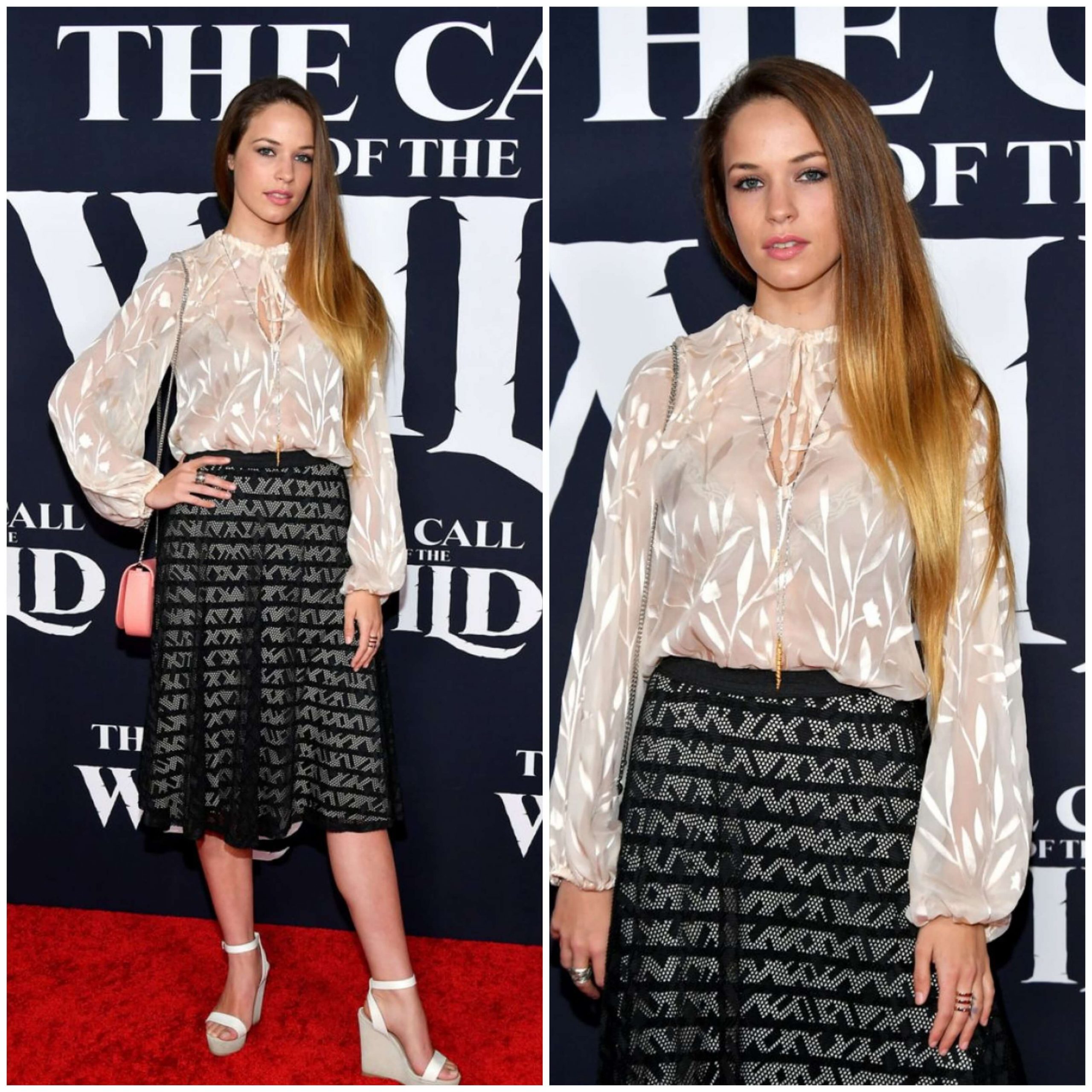 Alexis Knapp –Off White Printed Full Sleeves Top & Skirt “The Call Of The Wild” Premiere in LA