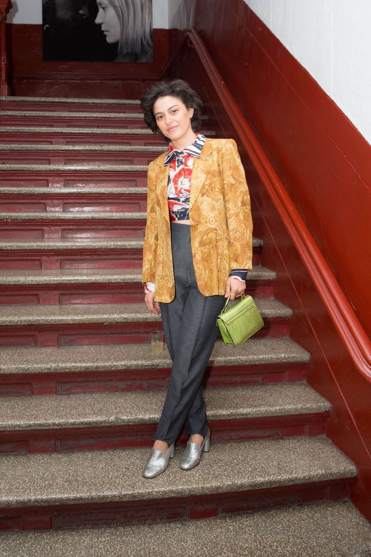 Alia Shawkat –In Yellow Blazer With Grey Pants  - Front Row at Opening Ceremony RTW Spring 2018 – NYFW