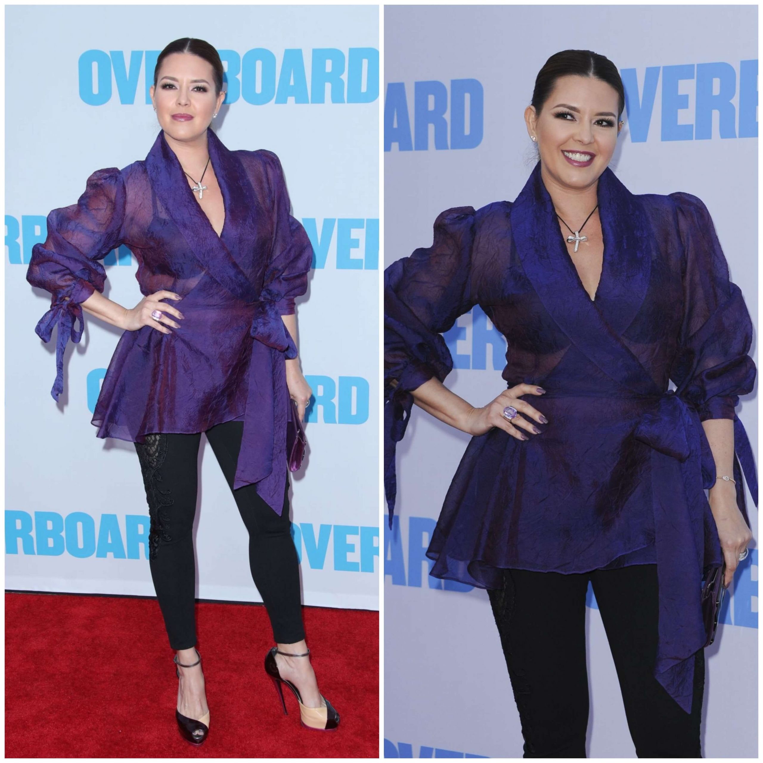 Alicia Machado –  In Purple Wrapped Dress - “Overboard” Premiere in LA