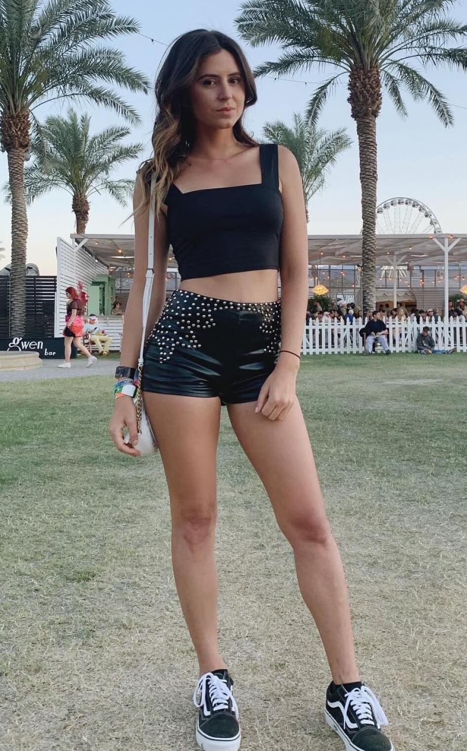 Anastasia Ashley In Black Tank Top With Leather Shorts At Social Media Photos