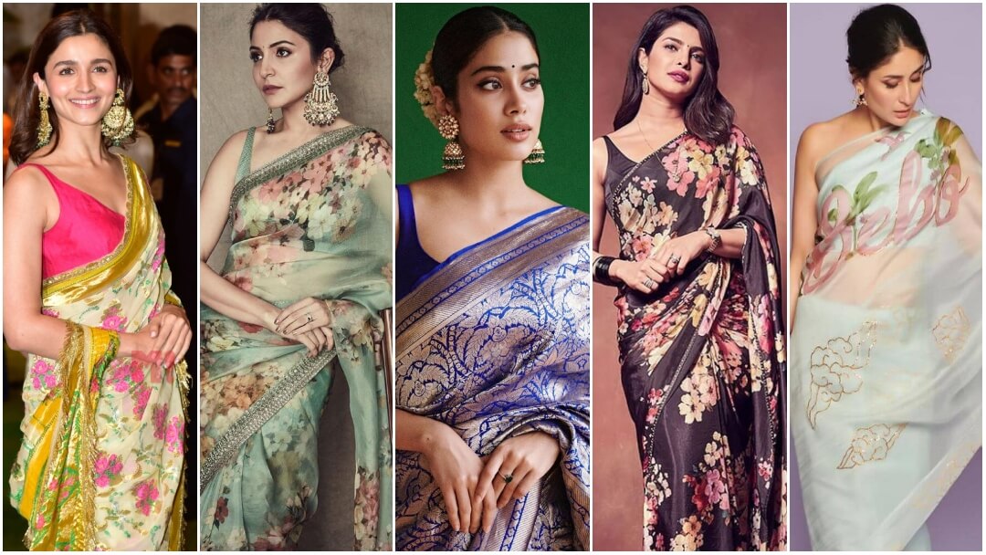 Bollywood Celebrities In Printed Sarees