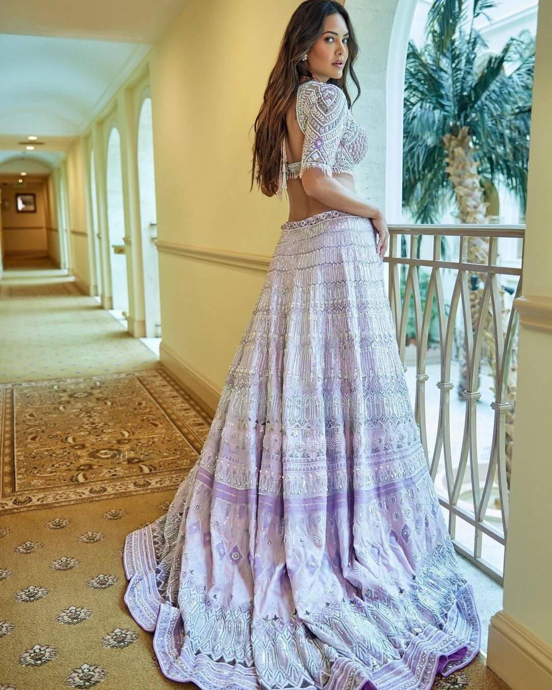 Princess Esha Gupta: A Lavish Lavender Lehenga Look