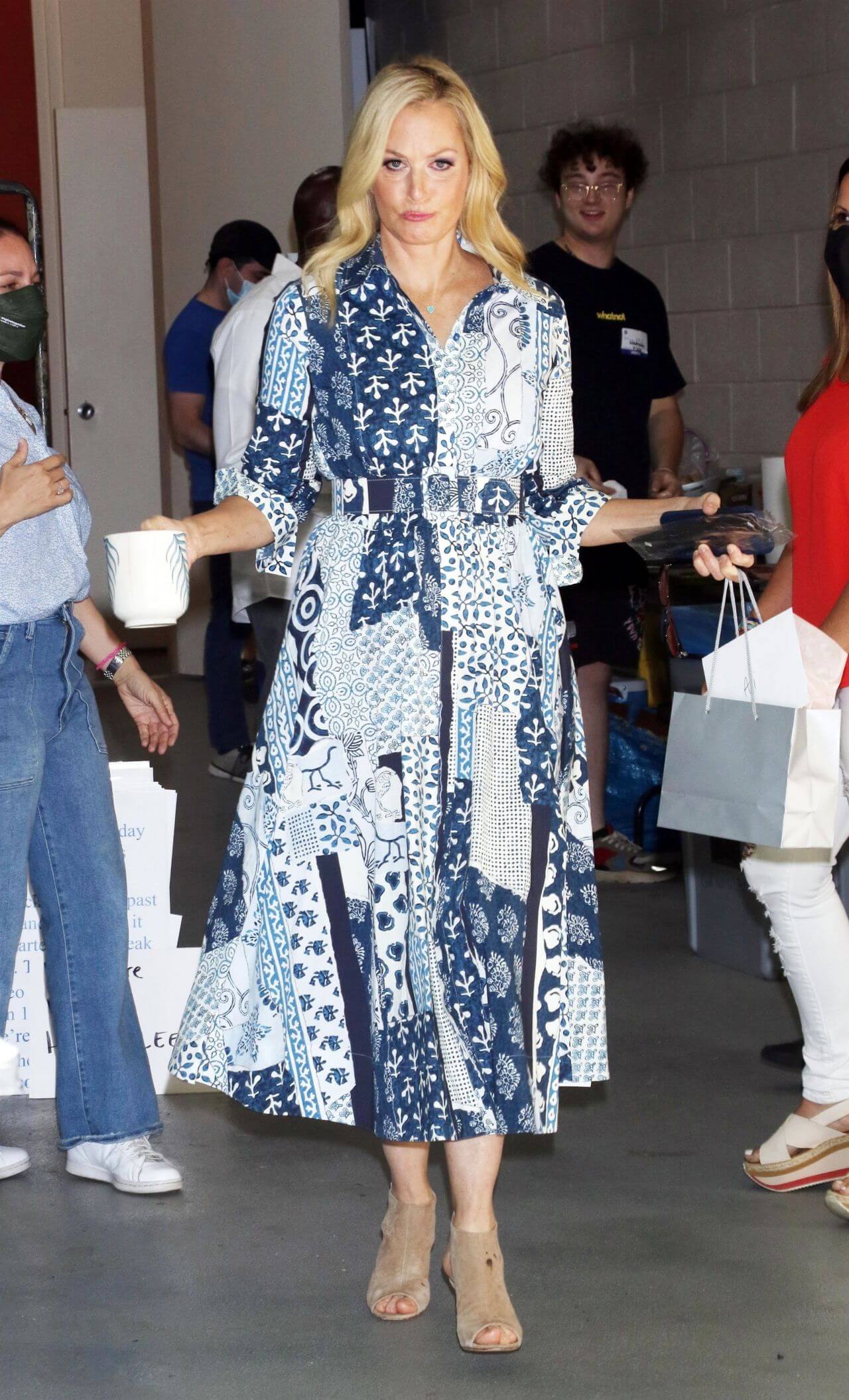 Ali Wentworth – In Blue Patchwork Printed Long Dress -  Arrives at Live with Kelly and Ryan in NY