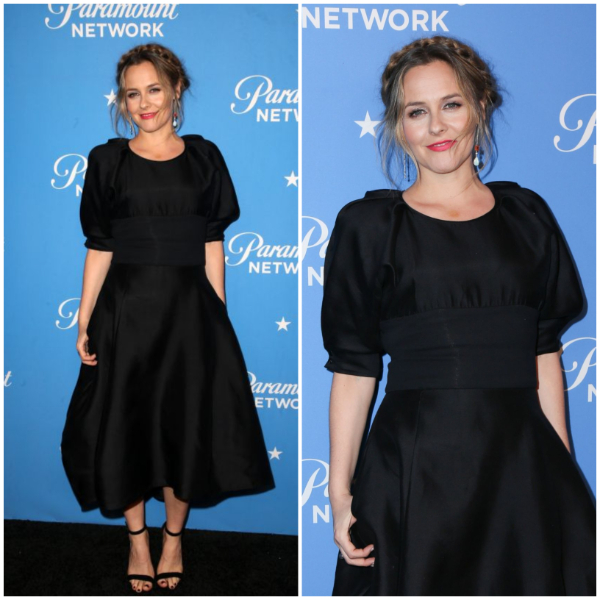 Alicia Silverstone - In Black Puffed Half Sleeves Fit & flare Short Gown