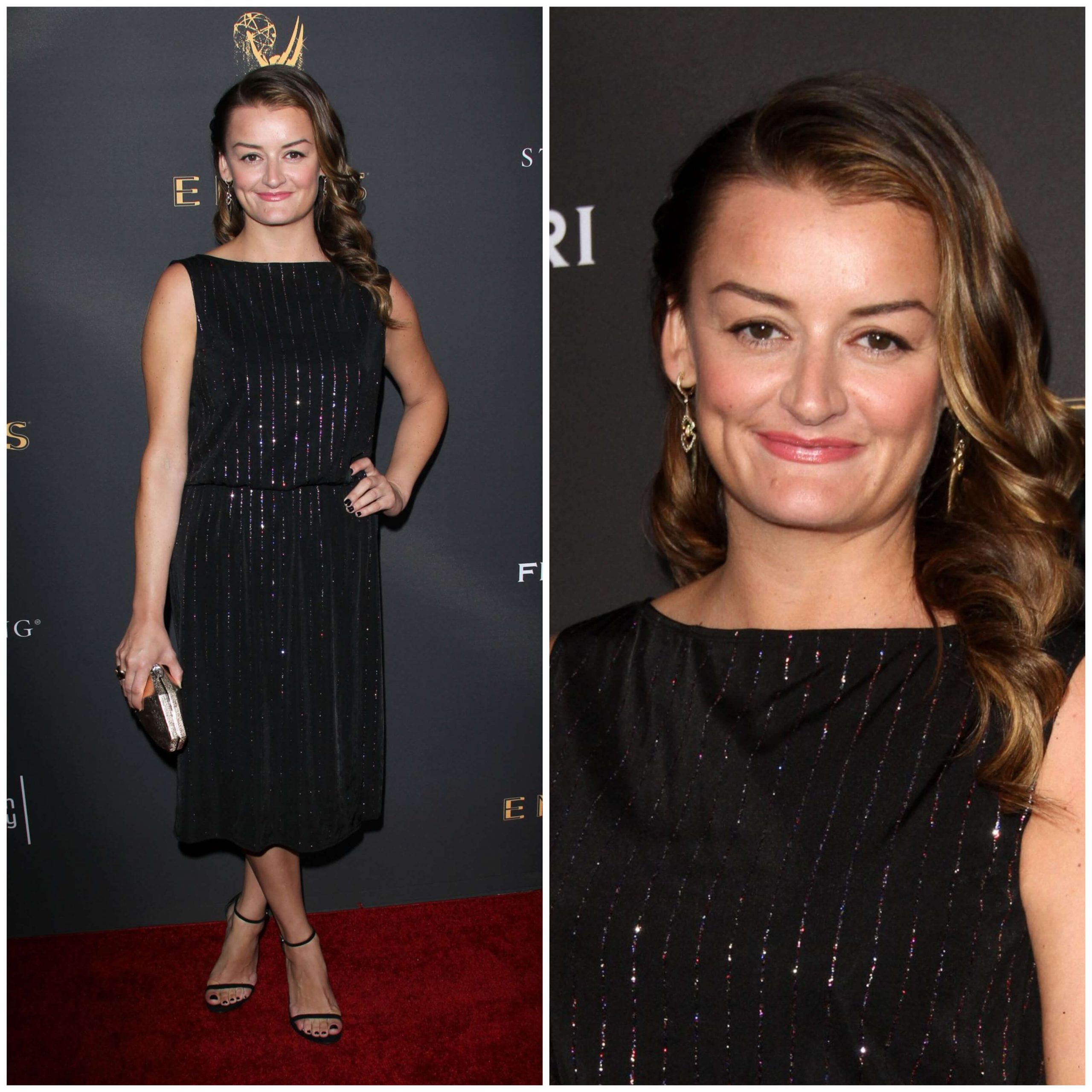 Alison Wright –  Black Shimmery Sleeveless Short Gown Dress - Emmys Cocktail Reception