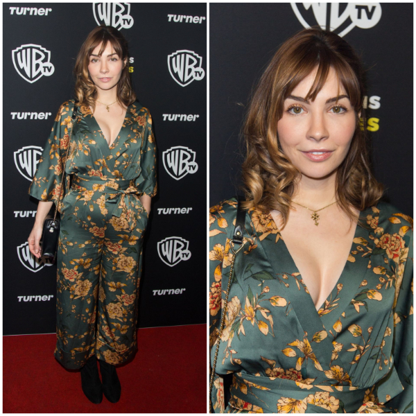 Alix Benezech  In Olive Green Floral Printed & Flare Sleeves Jumpsuit– Warner TV Launch Party