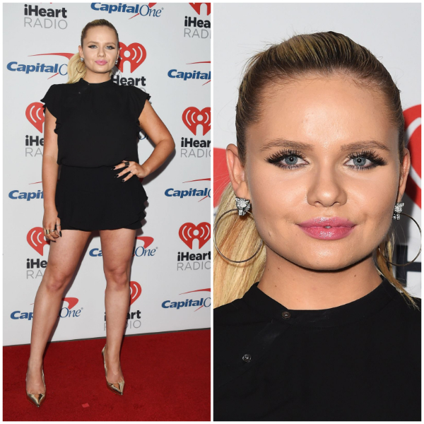 Alli Simpson – Bold Black In Half Sleeves Mini Outfits With Golden Footwear-  iHeartRadio Music Festival 2017
