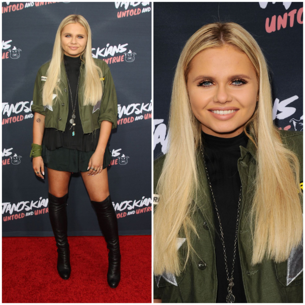 Alli Simpson –In Olive Green Jacket & High Neck Top With Mini skirt - ‘Janoskians: Untold and Untrue’ Premiere