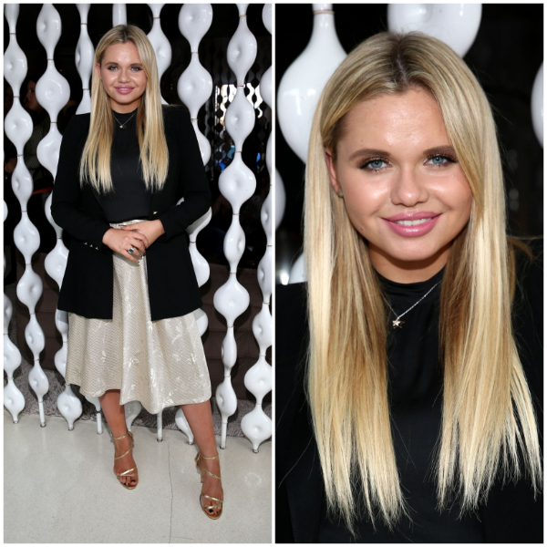 Alli Simpson –Lovely In Full Sleeves Black Blazer With White Skirt Outfits - Wolk Morais Collection 3 Fashion Show