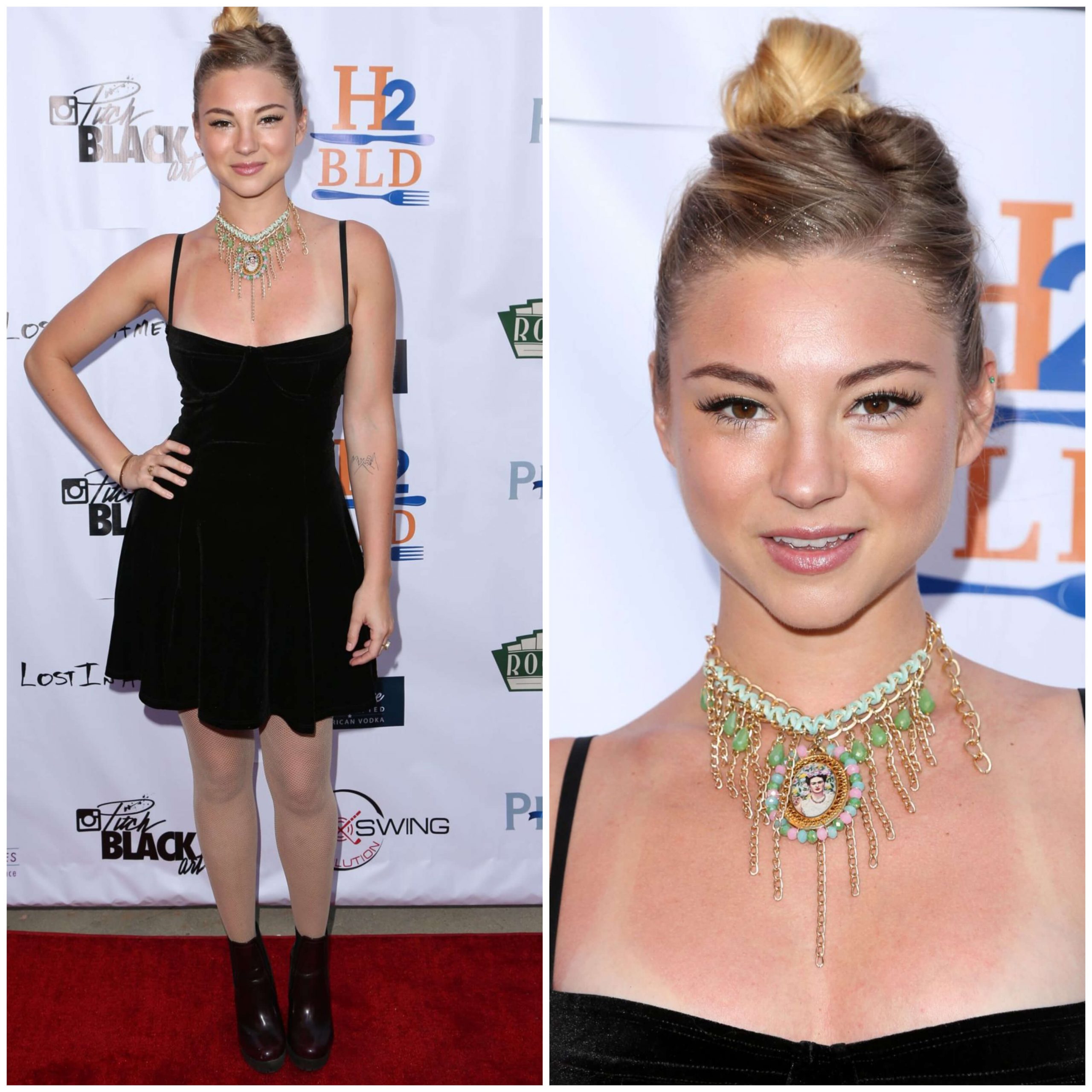 Allie Gonino – Sexy In Black Velvet Deep Neckline Short Dress With Green Ornaments -  ‘Lost in America’ Special Private Screening Premiere