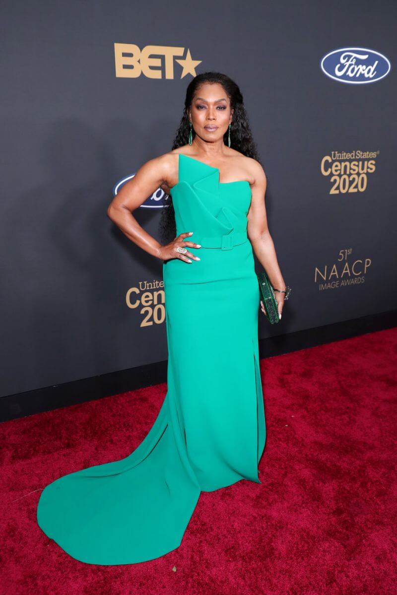 Angela Bassett In Green Puffed Long Gown At  NAACP Image Awards