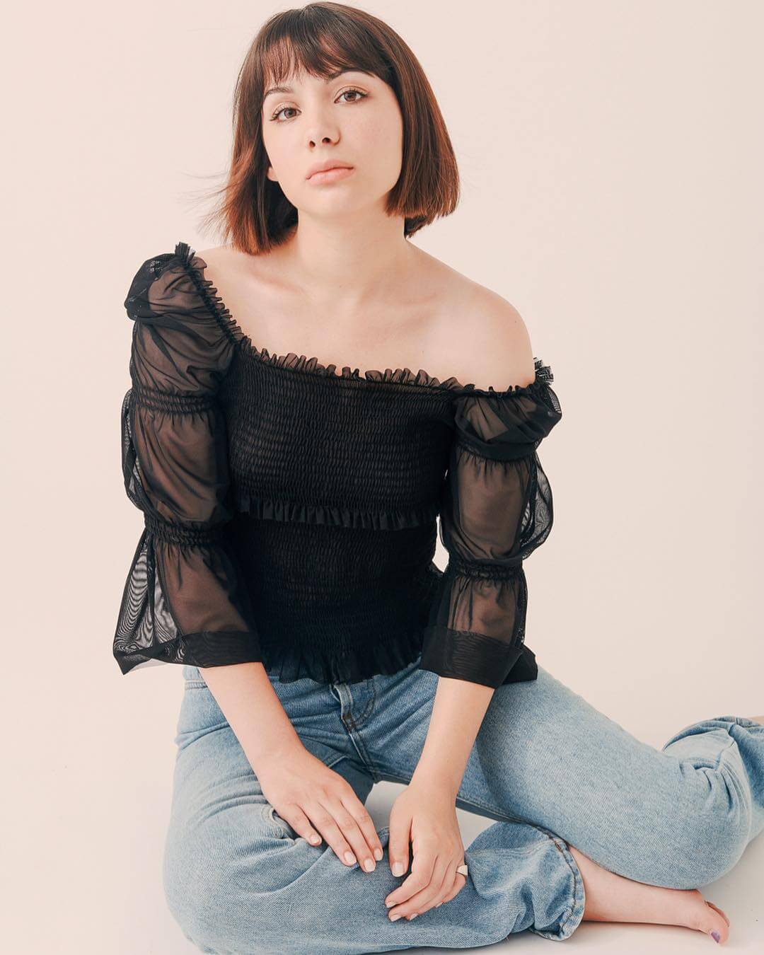 A Denim Love - Hannah Marks Served The Perfect Chic Look In A Black Top And Contrasting Blue Denim