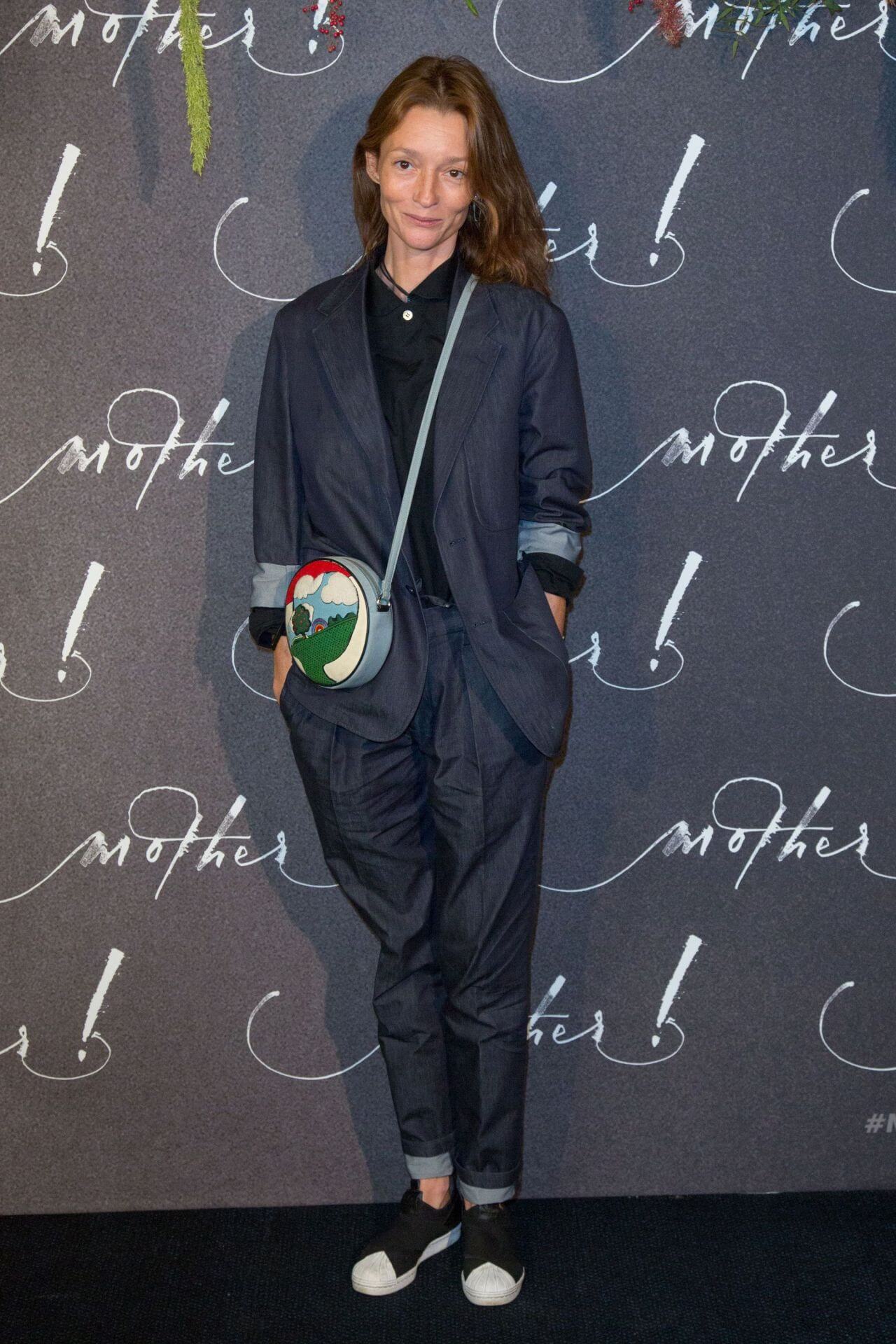Audrey Marnay In Blue Denim Jacket & Pants With Under Black Shirt At  “Mother!” Premiere in Paris